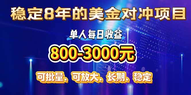 （15782期）稳定8年的美金对冲创业项目，单人每日收益800-3000，小众暴力项目-小千网络