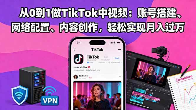 （16461期）从0到1做TikTok中视频：账号搭建、网络配置、内容创作，轻松实现月入过万-小千网络
