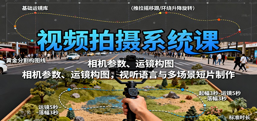 视频拍摄系统课：相机参数、运镜构图，视听语言与多场景短片制作-小千网络