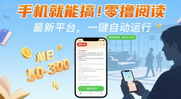 手机就能搞！零撸阅读挂G，最新平台，一键自动运行，随时随地挣，单日50-3张+【揭秘】-小千网络