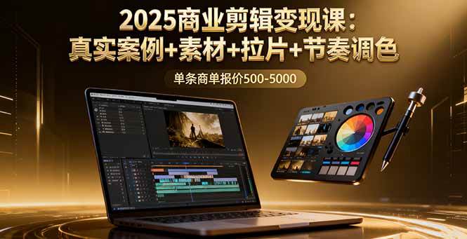 （16130期）2025商业剪辑变现课：真实案例+素材+拉片+节奏调色，单条商单报价500-5000-小千网络