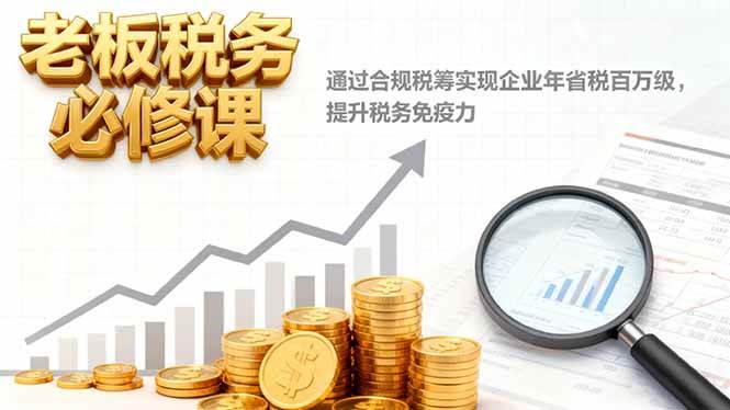 （16426期）老板税务必修课，通过合规税筹实现企业年省税百万级，提升税务免疫力-小千网络