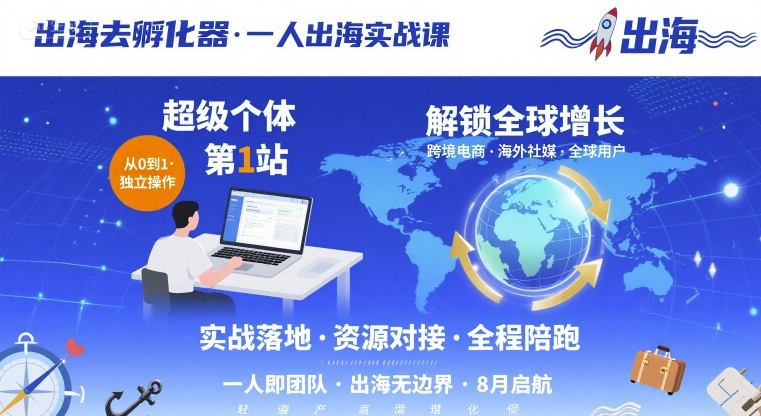 出海去孵化器，一人出海实战课，超级个体第1站，解锁全球增长-小千网络