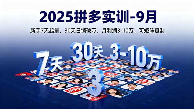 （16008期）2025拼多多实训-9月：新手7天起量,30天日销破万,月利润3-10万,可矩阵复制-小千网络