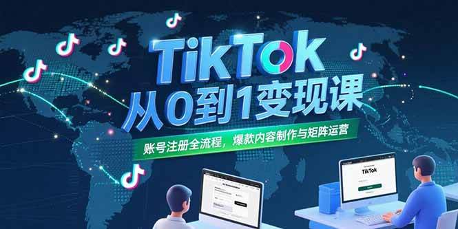 （15346期）TikTok从0到1变现课，账号注册全流程，爆款内容制作与矩阵运营-小千网络