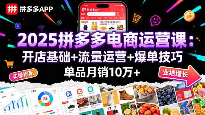 （16018期）2025拼多多电商运营课：开店基础+流量运营+爆单技巧，单品月销10万+-小千网络