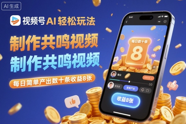 视频号AI轻松玩法，制作共鸣视频，每日简单产出数十条收益8张-小千网络