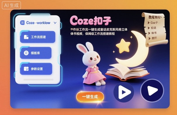 Coze扣子工作流一键生成童话皮克斯风格立体书视频，保姆级工作流搭建教程-小千网络