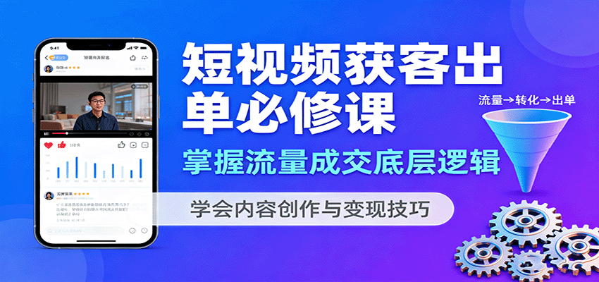 短视频获客出单必修课：掌握流量成交底层逻辑，学会内容创作与变现技巧-小千网络