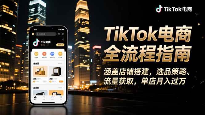 （16524期）TikTok电商全流程指南，涵盖店铺搭建、选品策略、流量获取，单店月入过万-小千网络