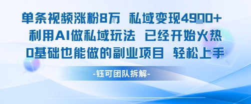 单条视频私域变现4.9k+利用AI做私域玩法 已经开始火热0基础也能做的副业项目轻松上手-小千网络
