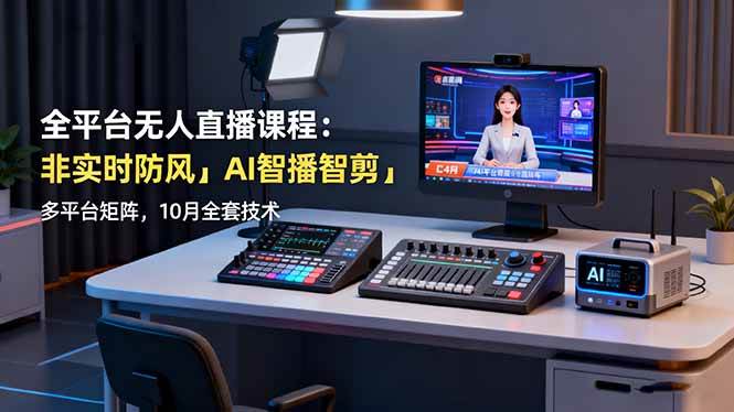 （16279期）全平台无人直播课程：非实时防风＋AI智播智剪＋多平台矩阵，10月全套技术-小千网络