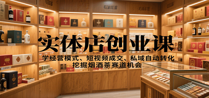 实体店创业课：学经营模式、短视频成交、私域自动转化，挖掘烟酒茶赛道机会-小千网络