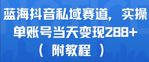 蓝海抖音私域赛道，实操单账号当天变现288+(附教程)-小千网络