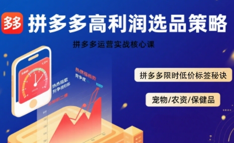 拼多多选品暴利技术实战课，拼多多高利润选品策略，拼多多限时低价标签秘诀-小千网络