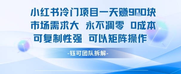 小红书冷门项目一天收益9张，市场需求大，0成本，可复制性强可以矩阵操作-小千网络