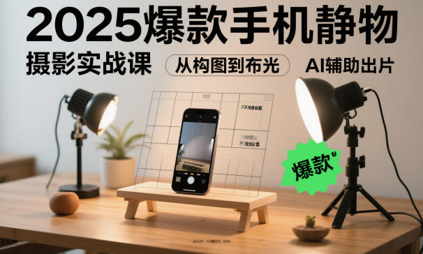 2025爆款手机静物摄影实战课，从构图到布光，不用贵设备，AI辅助出片-小千网络