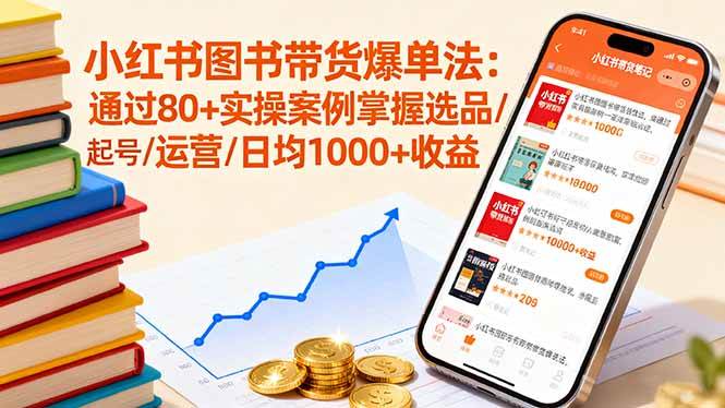 （16015期）小红书图书带货爆单法：通过80+实操案例掌握选品/起号/运营/日均1000+收益-小千网络