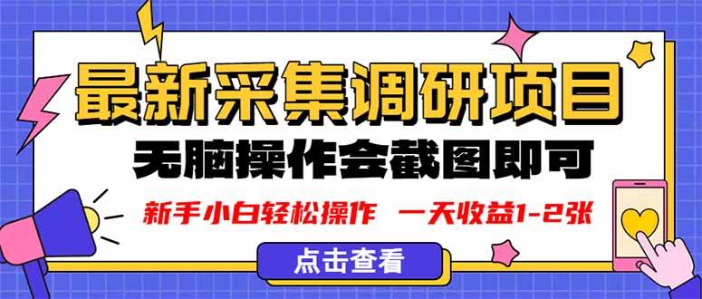 (16155期)新版采集调研项目,截图上传即可,无脑操作,日收益1-2张-小千网络