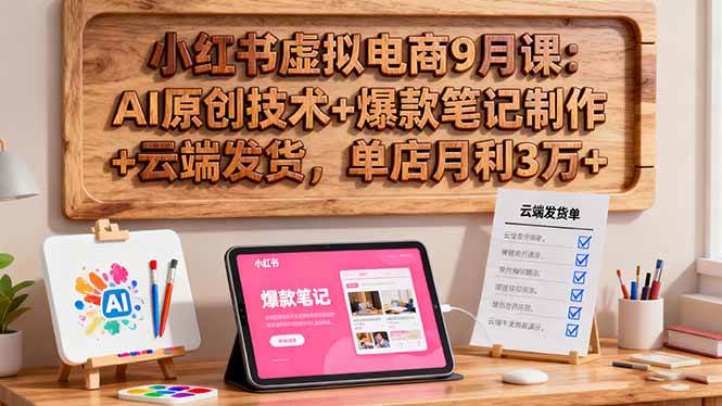 （16287期）小红书虚拟电商9月课：AI原创技术+爆款笔记制作+云端发货，单店月利3万+-小千网络