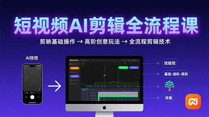 （15647期）短视频AI剪辑技能，从剪映基础操作到高阶创意玩法，全流程剪辑技术-小千网络