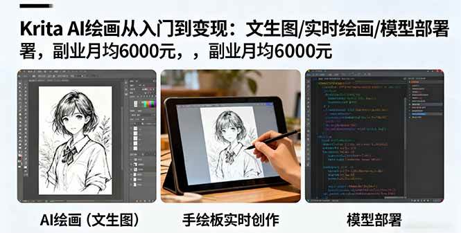 （16222期）Krita AI绘画从入门到变现：文生图/实时绘画/模型部署，副业月均6000元-小千网络