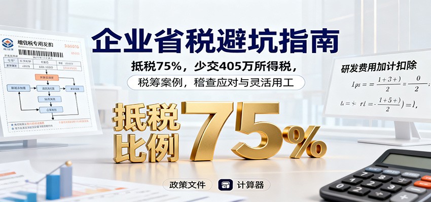 企业省税避坑指南：抵税75%，少交405万所得税，税筹案例，稽查应对与灵活用工-小千网络