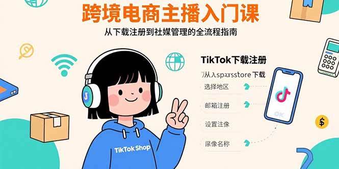 （15708期）跨境电商主播入门课，TikTok下载注册，支付工具配置，社媒账号管理全流程-小千网络