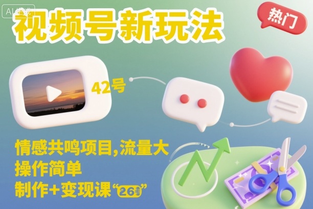 视频号新玩法，情感共鸣项目，流量大，操作简单，制作+变现课-小千网络