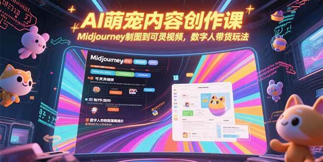 （15311期）AI萌宠内容创作课，Midjourney制图到可灵视频，数字人带货玩法-小千网络
