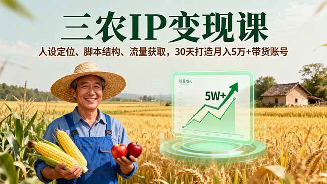 （16044期）三农IP变现课，人设定位、脚本结构、流量获取，30天打造月入5万+带货账号-小千网络