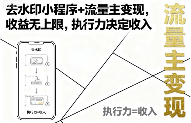 去水印小程序+流量主变现，收益无上限，执行力决定收入-小千网络