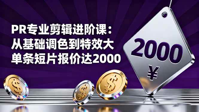（16381期）PR专业剪辑进阶课：从基础调色到特效大片的进阶技能，单条短片报价达2000-小千网络