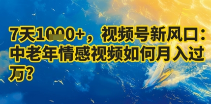 7天收益1k+，视频号新风口：中老年情感视频如何月入过W?-小千网络