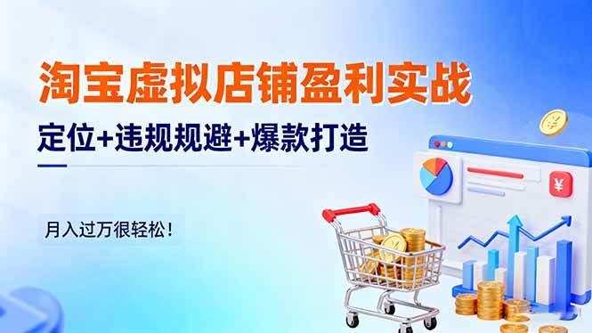 （16387期）淘宝虚拟店铺盈利实战：定位+违规规避+爆款打造，月入过万很轻松！-小千网络
