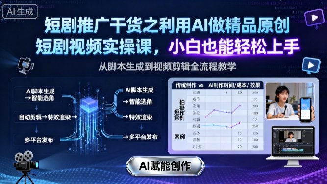 短剧推广干货之利用AI做精品原创短剧视频实操课，小白也能轻松上手-小千网络