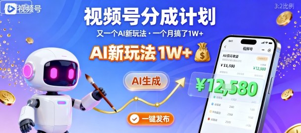 视频号分成计划：又一个AI新玩法，一个月搞了1W+，纯AI生成，一键发布即可-小千网络