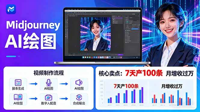 （16049期）AI绘图照片开口说话视频制作：Midjourney+数字人，7天产100条月增收过万-小千网络