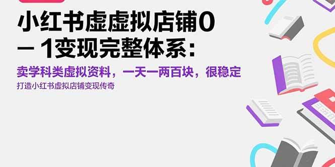 （15489期）小红书虚拟店铺0-1变现完整体系：卖学科类虚拟资料，一天一两百块，很稳定-小千网络