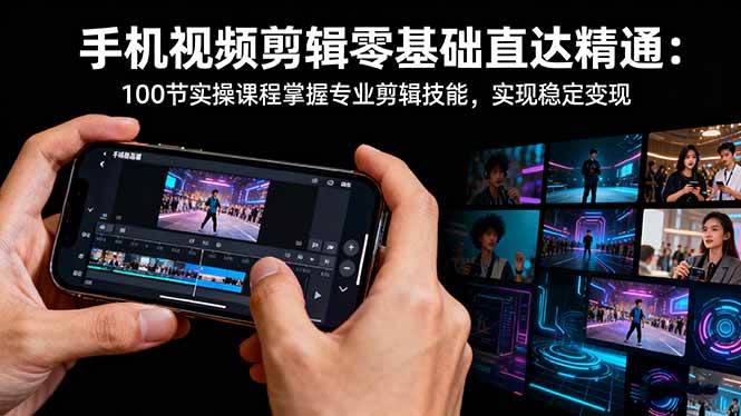 （16466期）手机视频剪辑零基础直达精通：100节实操课程掌握专业剪辑技能，实现稳…-小千网络