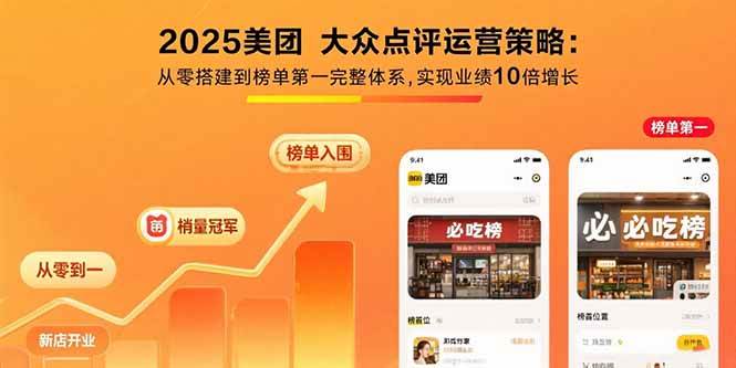 （15602期）2025美团 大众点评运营策略:从零搭建到榜单第一完整体系,实现业绩10倍增长-小千网络