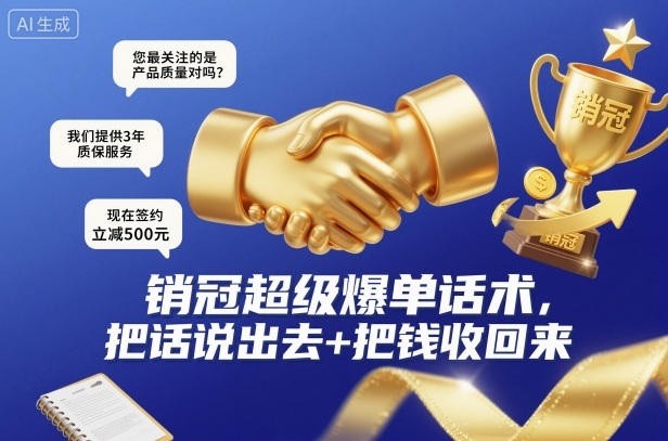 销冠超级爆单话术，把话说出去+把钱收回来-小千网络