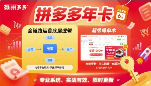 拼多多年卡【8月更新6节】拼多多全链路运营底层逻辑，超级爆单术-小千网络