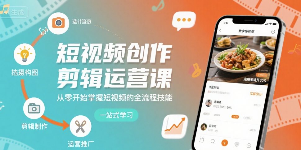 短视频创作剪辑运营课，从零开始掌握短视频的全流程技能-小千网络