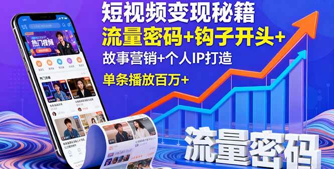 （16079期）短视频变现秘籍，流量密码+钩子开头+故事营销+个人IP打造，单条播放百万+-小千网络