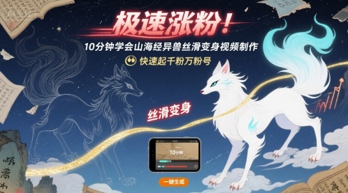 极速涨粉！10分钟学会山海经异兽丝滑变身视频制作，快速起千粉万粉号-小千网络