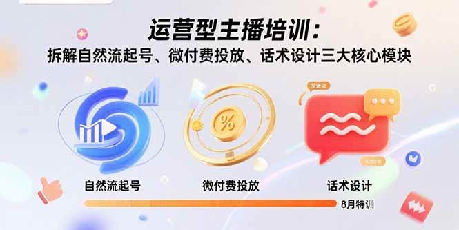 （15654期）运营型主播培训：拆解自然流起号、微付费投放、话术设计三大核心模块-8月-小千网络