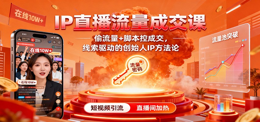 IP直播流量成交课：偷流量+脚本控成交，线索驱动的创始人IP方法论-小千网络