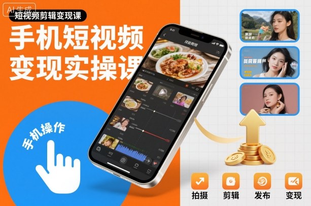 手机短视频变现实操课，短视频剪辑变现课-小千网络
