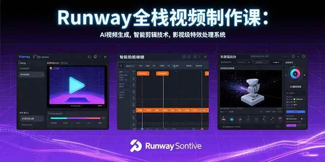 （15515期）Runway全栈视频制作课：AI视频生成，智能剪辑技术，影视级特效处理系统-小千网络